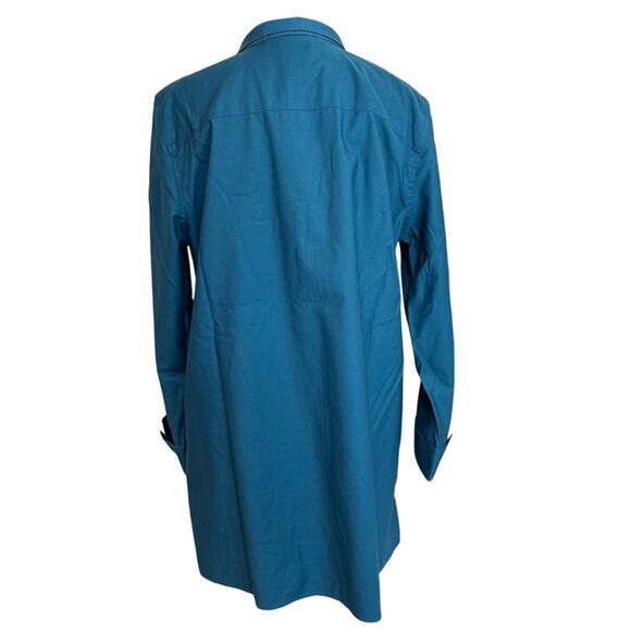 Chico’s Size 1 US 8 No Iron Stretch Tunic Top Teal Green Floral Mandarin Floral - Picture 2 of 8